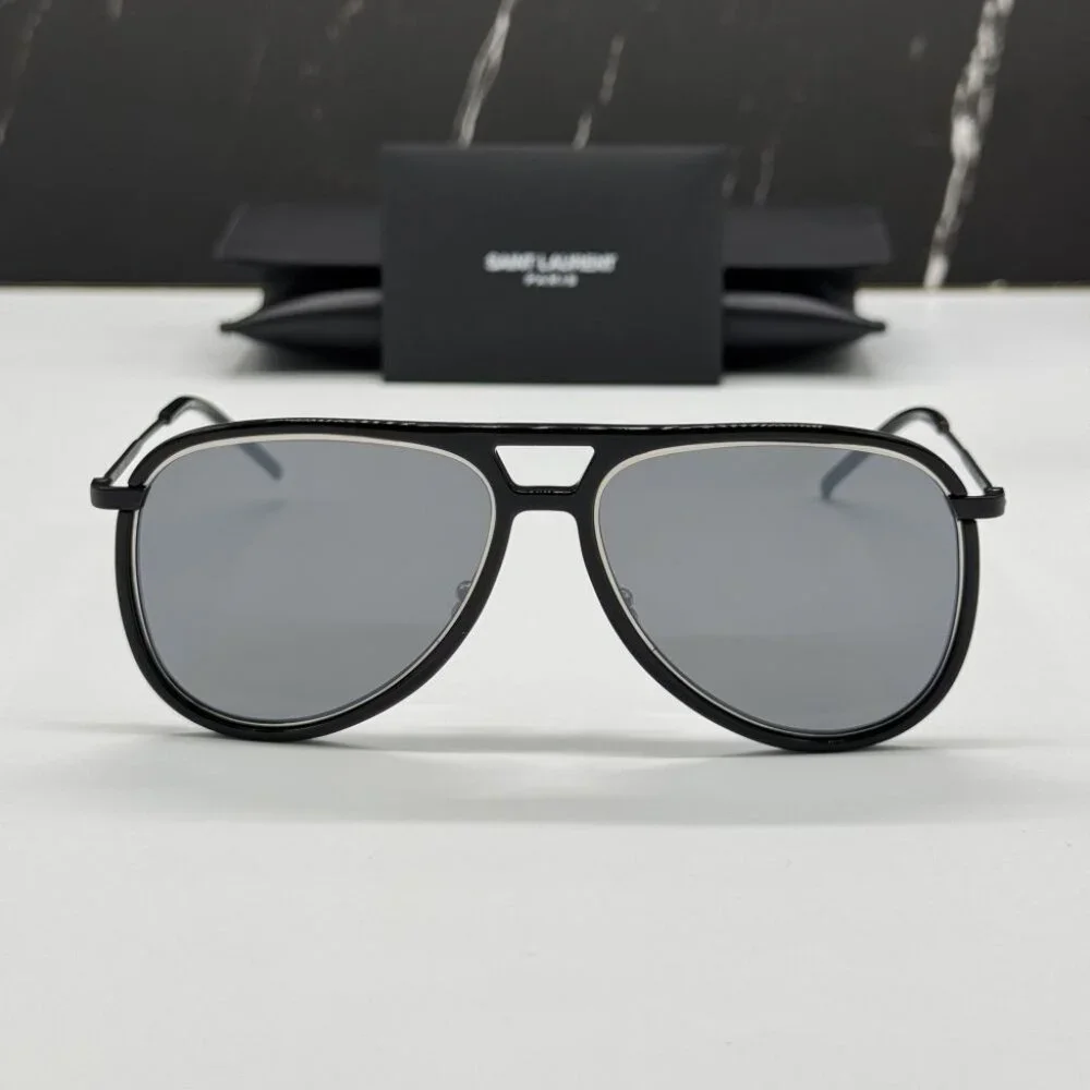 NEW SAINT LAURENT CLASSIC 11 RIM 002 BLACK AVIATOR SUNGLASSES SAINT LAURENT